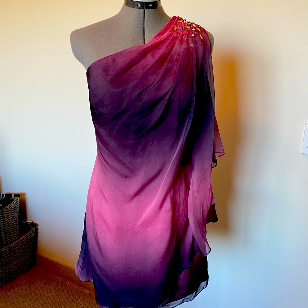 Ombré One Shoulder Cocktail Dress